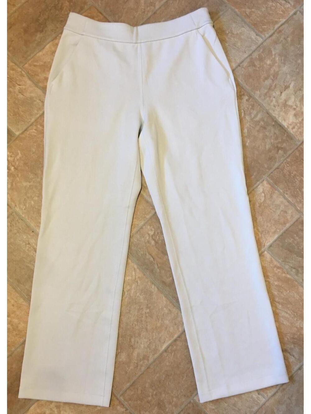 Lululemon Stretch Knit Straight-Leg Pull-On White Pants Back Seam & Pockets sz L